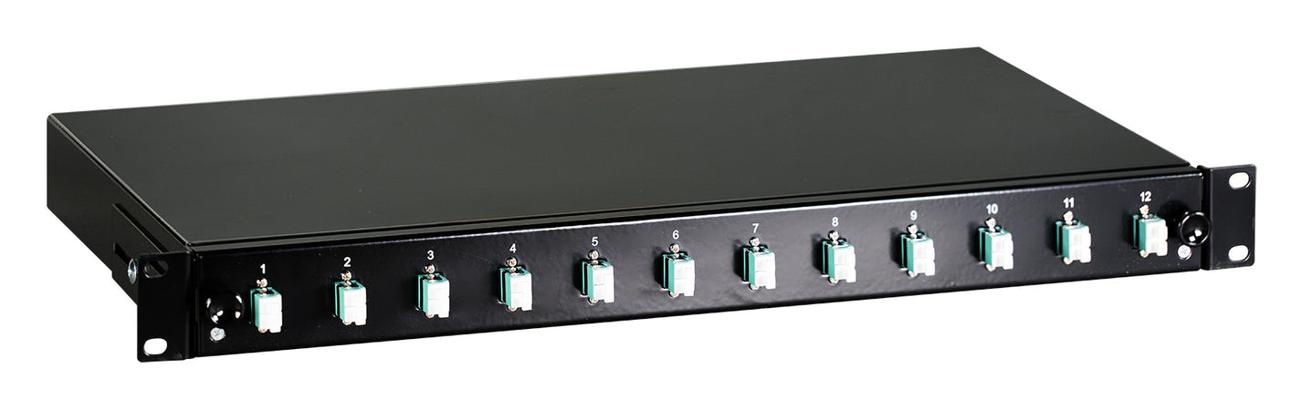 Cassetto Ottico 19'' con 12 bussole LC Duplex Multimodale OM3 Nero