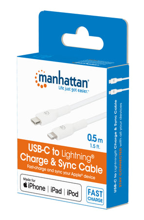 Cavo di Ricarica e Sincronizzazione USB-C&trade a Lightning&reg 0,5m Bianco