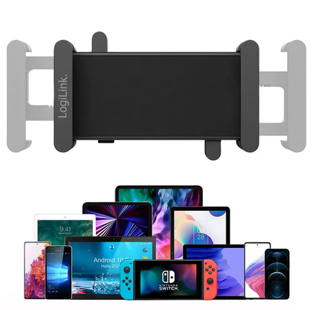 Supporto a Pinza VESA 75x75 per Smartphone e Tablet 4,7''-15'' 1kg max. Nero