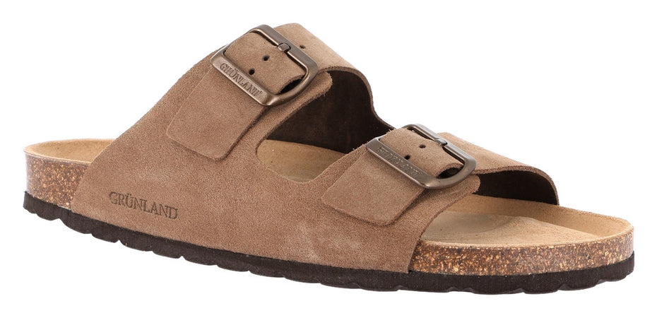 Grunland ciabatta doppia fibbia Robi in crosta tortora CB18001