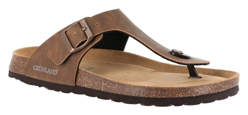 Grunland infradito Bobo in pelle marone CC0071