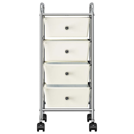 Carrello Portaoggetti Mobile con 4 Cassetti Rimovibili in Plastica Cromo Bianco