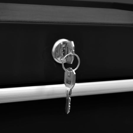 Carrello Portautensili 7 Cassetti in Acciaio Nero con Ruote e Chiusura