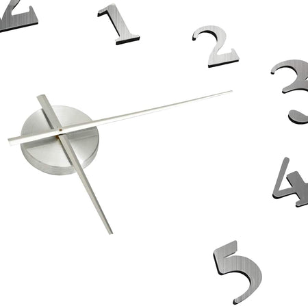 Orologio da Parete fai da te Effetto 3D Design Moderno Argento 100 cm XXL