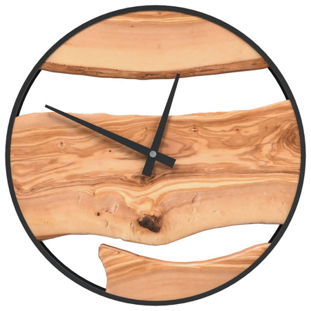 Orologio a Parete in Ferro e Legno di Ulivo 35x4,5 cm Design Retrò Decorativo