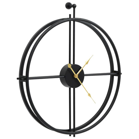 Orologio da Parete 52 cm in Ferro Nero Design Elegante e Moderno Versatile Nero