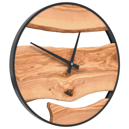 Orologio a Parete in Ferro e Legno di Ulivo 35x4,5 cm Design Retrò Decorativo