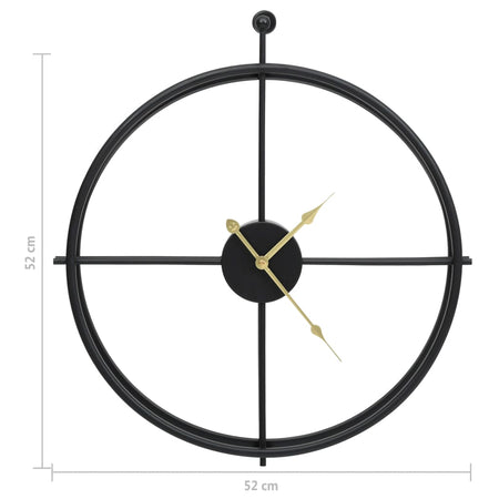 Orologio da Parete 52 cm in Ferro Nero Design Elegante e Moderno Versatile Nero