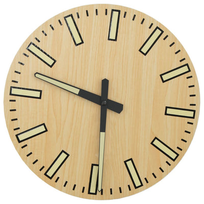 Orologio a Parete in Legno Ore e Lancette Luminose 30x4cm Versatile Giallo