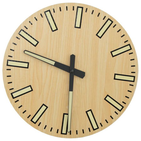 Orologio a Parete in Legno Ore e Lancette Luminose 30x4cm Versatile Giallo