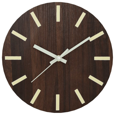 Orologio a Parete con Ore e Lancette Luminose in Legno 30x4cm Marrone e Bianco
