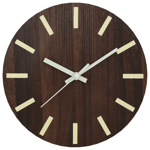 Orologio a Parete con Ore e Lancette Luminose in Legno 30x4cm Marrone e Bianco
