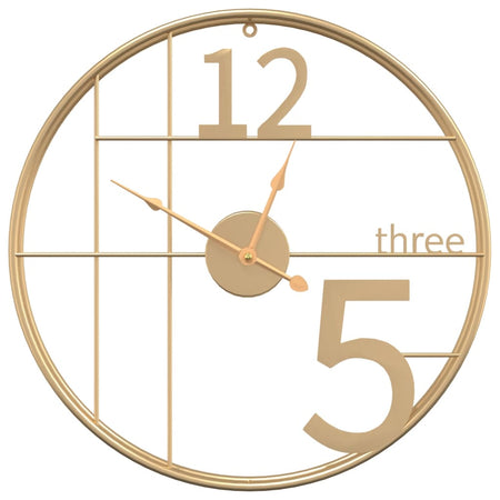 Orologio da Parete in Ferro 50x6,5cm Design Versatile ed Elegante Moderno Oro