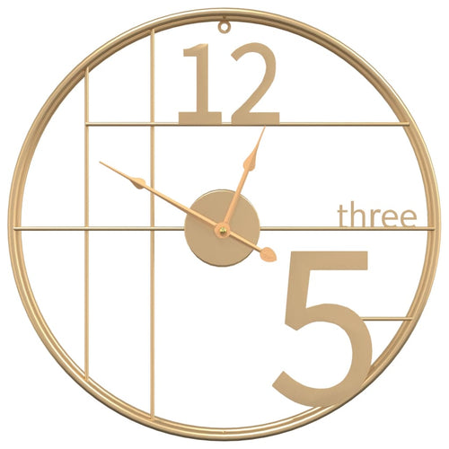 Orologio da Parete in Ferro 50x6,5cm Design Versatile ed Elegante Moderno Oro