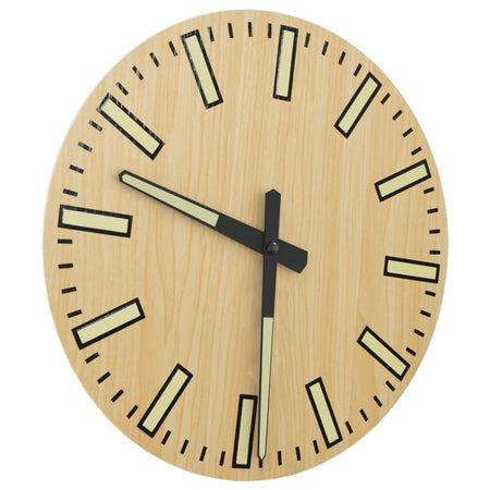 Orologio a Parete in Legno Ore e Lancette Luminose 30x4cm Versatile Giallo