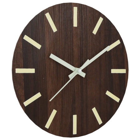 Orologio a Parete con Ore e Lancette Luminose in Legno 30x4cm Marrone e Bianco