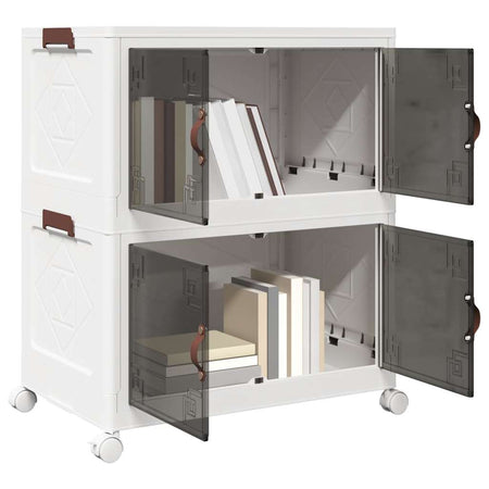 Scatola Portaoggetti con Ruote 2 Livelli Design Versatile e Leggero 64x40x76 cm