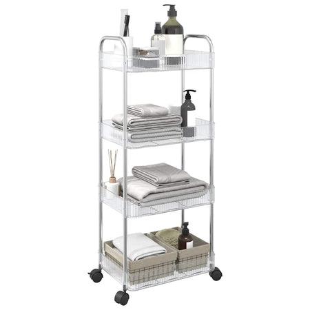 Carrello Portaoggetti Design Versatile 4 Livelli Acrilico e Acciaio 37x28x95cm
