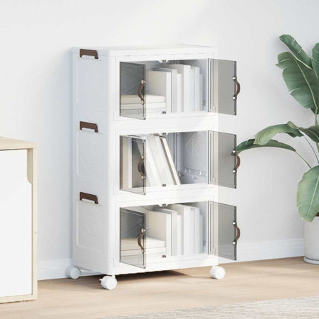 Scatola Portaoggetti con Ruote 3 Livelli Design Leggero Versatile 48,5x29,5x86cm