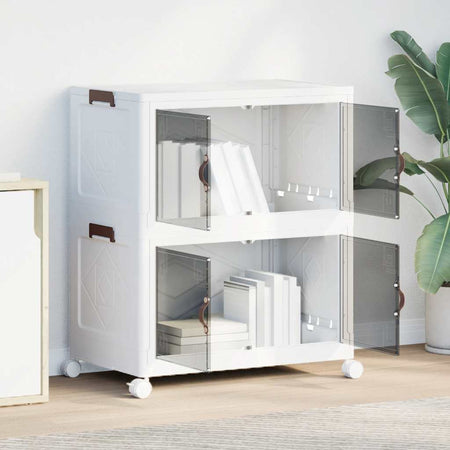 Scatola Portaoggetti con Ruote 2 Livelli Design Versatile e Leggero 64x40x76 cm