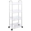Carrello Portaoggetti Design Versatile 4 Livelli Acrilico e Acciaio 37x28x95cm