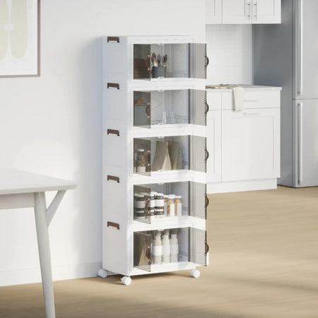 Scatola Portaoggetti con Ruote 5 Livelli Design leggero Versatile 48,5x29,5x139cm