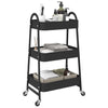 Carrello Portaoggetti Design Versatile a 3 Ripiani 42x41,5x77cm in Acciaio Nero
