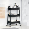 Carrello Portaoggetti Design Versatile a 3 Ripiani 42x41,5x77cm in Acciaio Nero