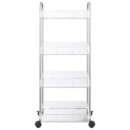 Carrello Portaoggetti Design Versatile 4 Livelli Acrilico e Acciaio 37x28x95cm