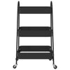 Carrello Portaoggetti Design Versatile a 3 Ripiani 42x41,5x77cm in Acciaio Nero
