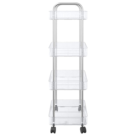 Carrello Portaoggetti Design Versatile 4 Livelli Acrilico e Acciaio 37x28x95cm