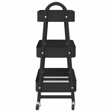 Carrello Portaoggetti Design Versatile a 3 Ripiani 42x41,5x77cm in Acciaio Nero