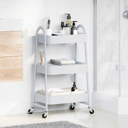 Carrello Portaoggetti Design a 3 Livelli 42x41,5x77cm Bianco Acciaio Verniciato