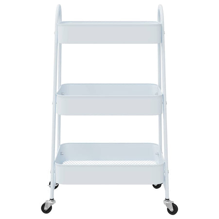 Carrello Portaoggetti Design a 3 Livelli 42x41,5x77cm Bianco Acciaio Verniciato