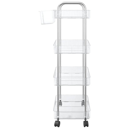 Carrello Portaoggetti Design Versatile 4 Livelli in Acrilico e Acciaio 37x28x95cm