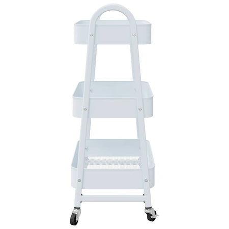 Carrello Portaoggetti Design a 3 Livelli 42x41,5x77cm Bianco Acciaio Verniciato