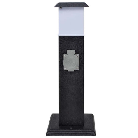Presa Elettrica da Giardino a Pilastro Design in Ferro Robusto con Lampada Nera