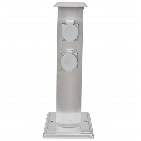 Presa Elettrica da Giardino a Pilastro in Acciaio Inossidabile  15,5x15,5x40,5cm