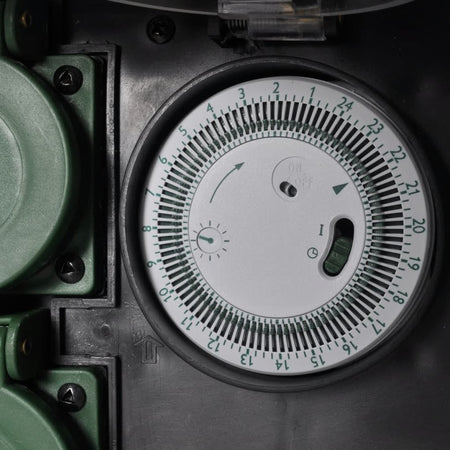 Presa Elettrica da Giardino Design Pietra in Resina 2 Prese Timer Meccanico