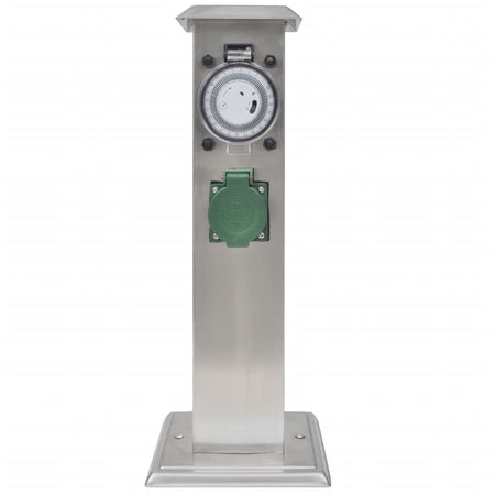 Presa Elettrica da Giardino a Pilastro Acciaio Inox con Timer Meccanico Versatile