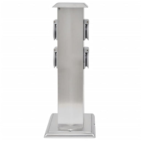 Presa Elettrica da Giardino a Pilastro in Acciaio Inossidabile  15,5x15,5x40,5cm