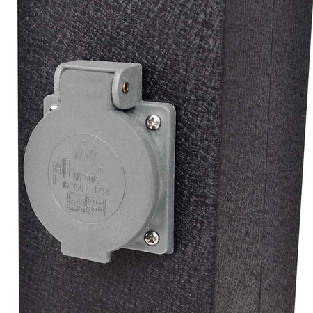 Presa Elettrica da Giardino a Pilastro Design in Ferro Robusto con Lampada Nera