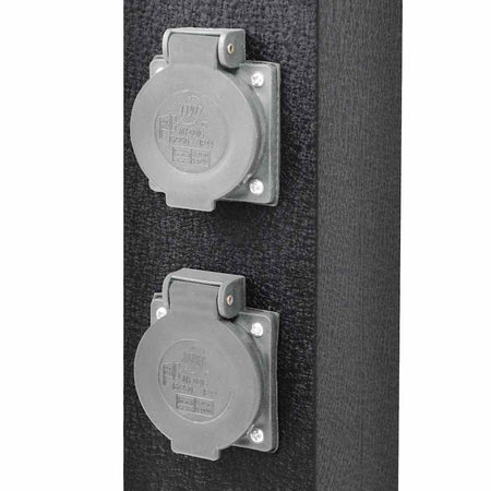 Presa Elettrica Giardino con Pilastro Design in Ferro 15,5 x 15,5 x 40,5 cm Nero