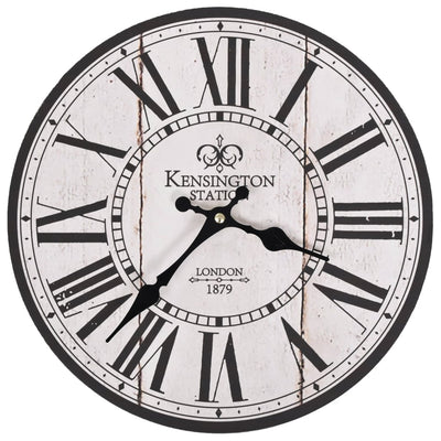 Orologio da Parete in MDF Resistente Design Retrò London 30 cm Bianco e nero
