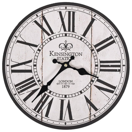 Orologio da Parete in MDF Resistente Design Retrò London 30 cm Bianco e nero