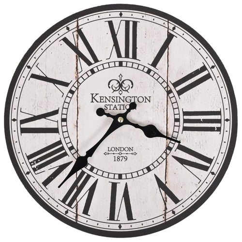 Orologio da Parete in MDF Resistente Design Retrò London 30 cm Bianco e nero