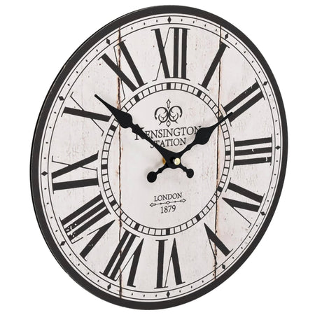 Orologio da Parete in MDF Resistente Design Retrò London 30 cm Bianco e nero