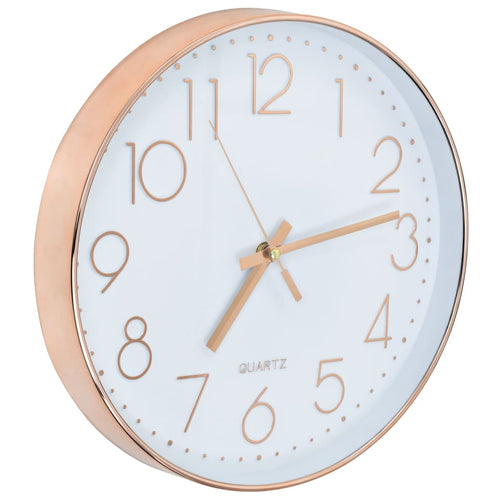 Orologio da Parete Design Elegante 30 cm con Quadrante Ampio Oro Rosa e Bianco