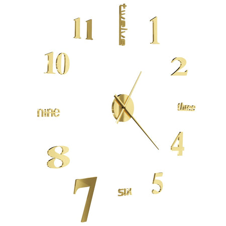 Orologio da Parete Tridimensionale Design Moderno Elegante 100cm XXL Oro Lucido