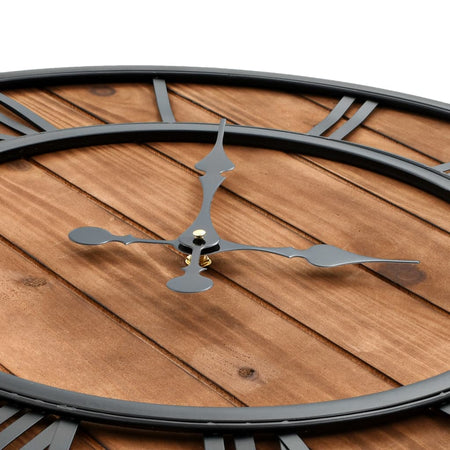 Orologio da Parete Design Vintage Quarzo Legno e Metallo 60cm XXL Marrone Nero